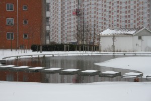 Gladengveien og usikker is på teglverksdammen 038