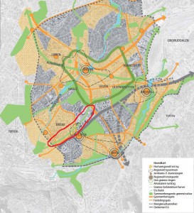 Hovinbyen grønne områder med nye grønn akse over Malerhaugen